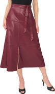 Halogen® Seamed Tiered Faux Leather Midi Skirt