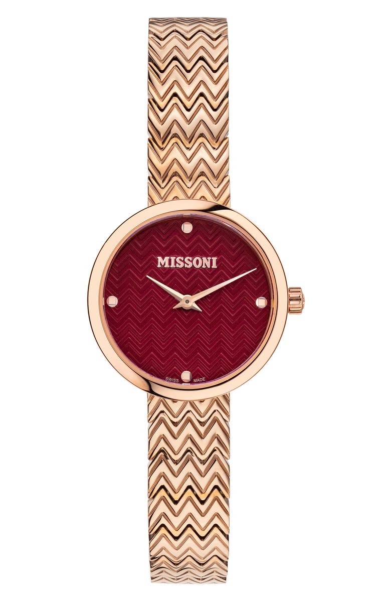 Missoni M1 Joy Bracelet Watch, 29mm, Main, color, Rose Gold / Red