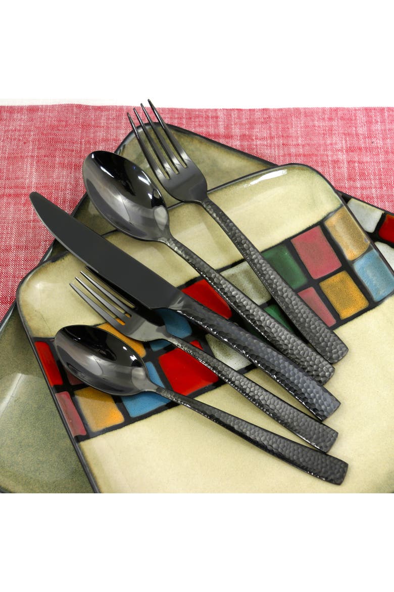 Stonehenge 20 Piece Flatware Set, Alternate, color, Black