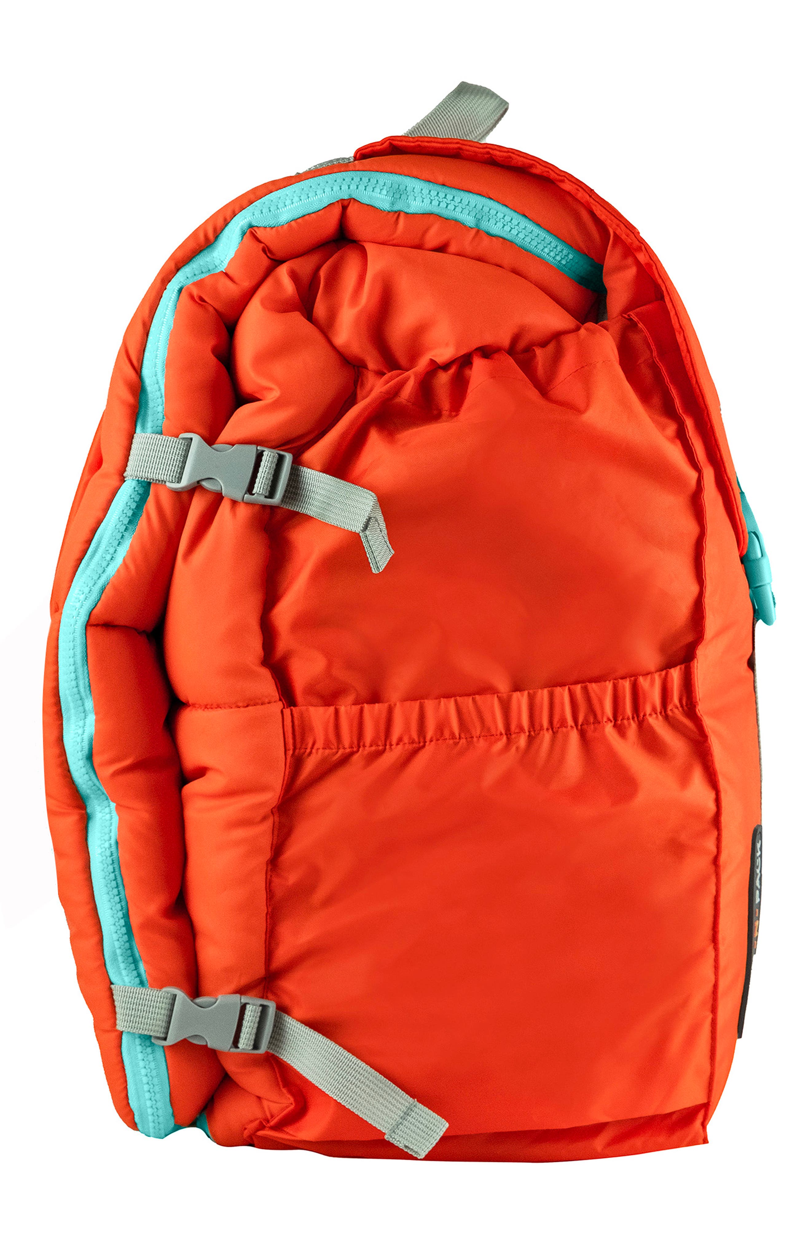 Kids' Sleep-n-Pack Faux Shearling Lined Sleeping Bag Backpack, Alternate, color, ORANGE OASIS