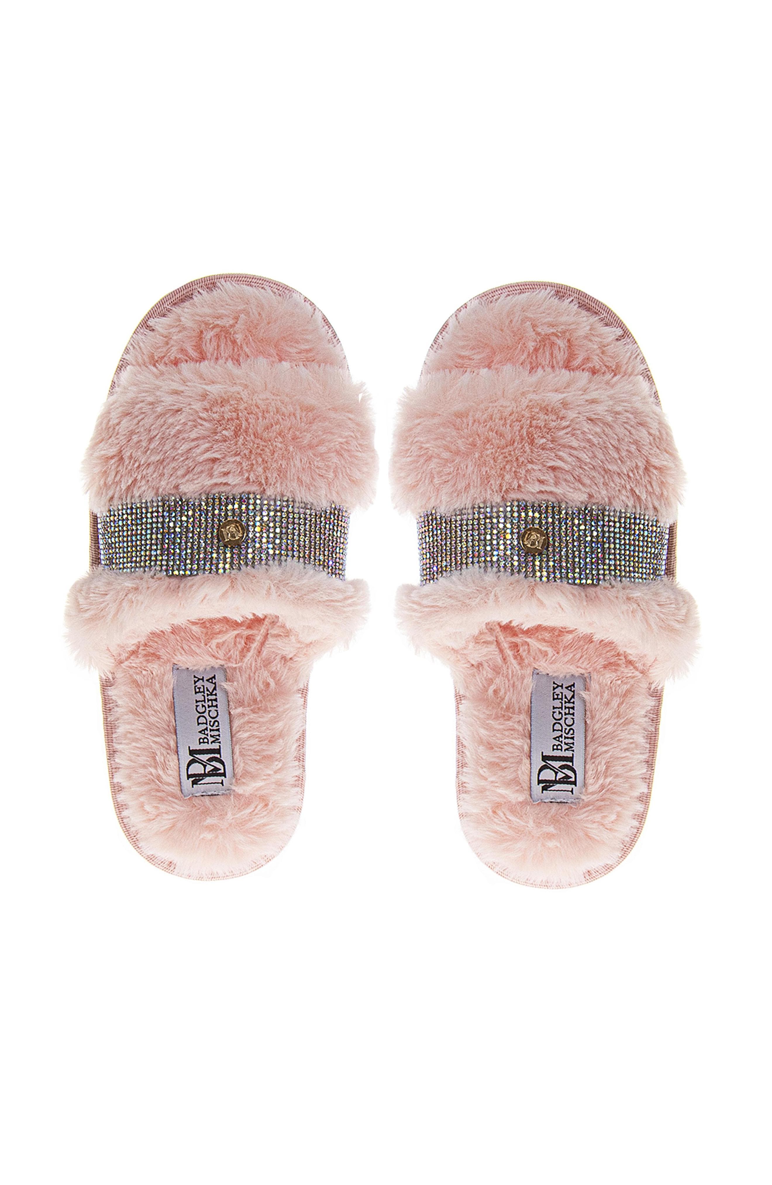 Badgley Ladies Womens Plush Slide Slippers, Alternate, color, PINK