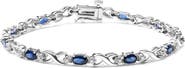 Haus of Brilliance 10K Gold Sapphire & 1/10 Cttw Diamond "X" Link Bracelet