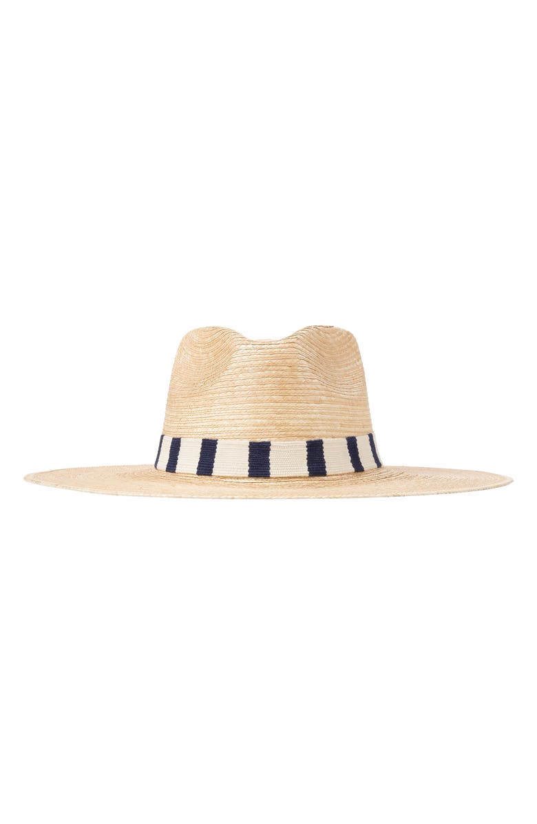 Sunshine Tienda Brenda Palm Straw Sun Hat, Main, color, Beige/ Navy