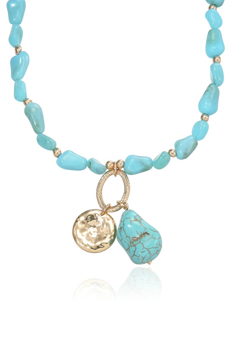 Reconstituted Turquoise Beaded Pendant Necklace, Alternate, color, TURQUOISE