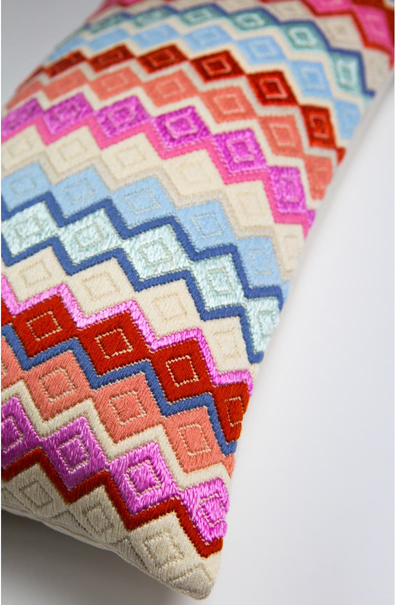Archive New York San Pedro Pink Diamond Handwoven Cotton and Silk Brocade Throw Pillow, Alternate, color, Multi