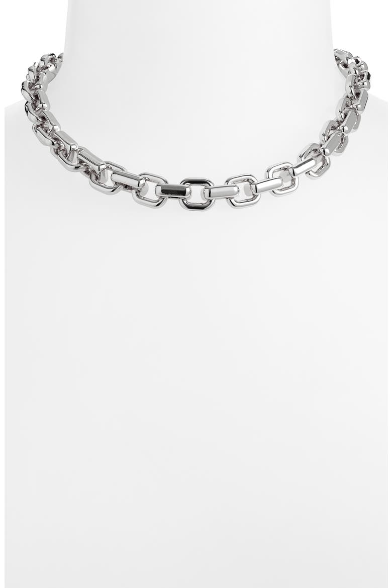 Soft Square Link Chain Necklace, Alternate, color, SILVER