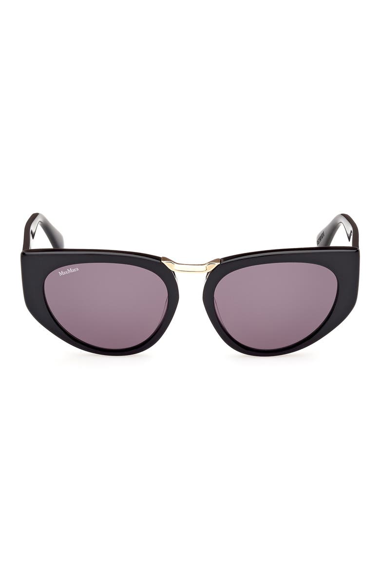 Bridge1 54mm Cat Eye Sunglasses, Main, color, SHINY BLACK / SMOKE