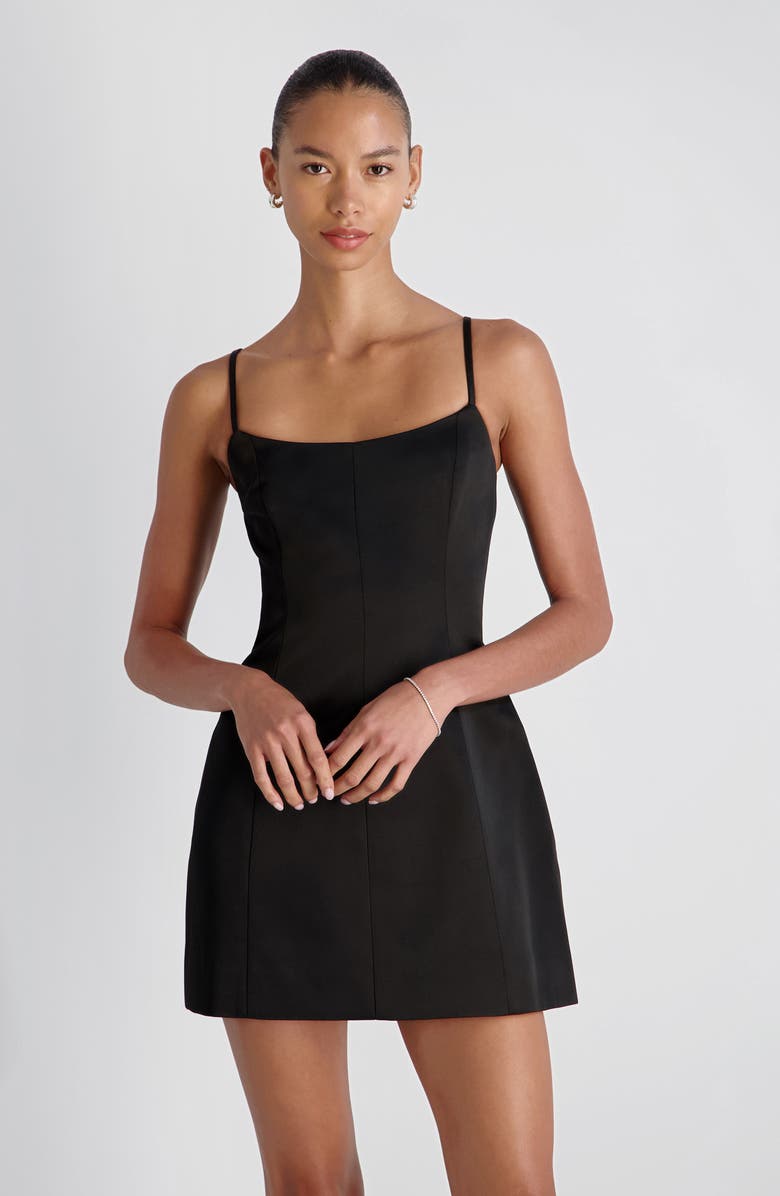 French Connection York Satin Fit & Flare Minidress, Alternate, color, Black