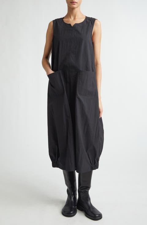 Sleeveless Cotton & Nylon O-Line Dress