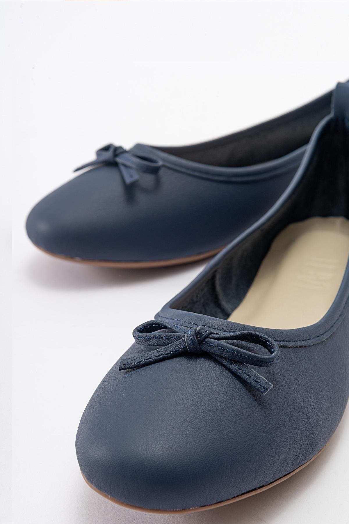 Florence Leather Ballerina Flats, Alternate, color, Navy Blue Leather