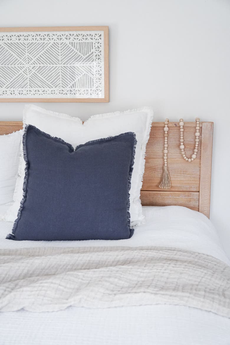 Soft Fringe Linen Pillow Cover Only, Main, color, Navy Blue