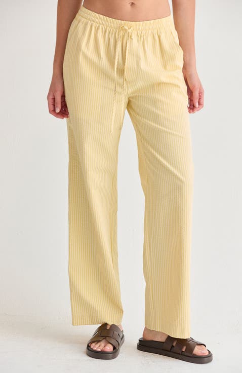 Textured Striped Drawstring Pants