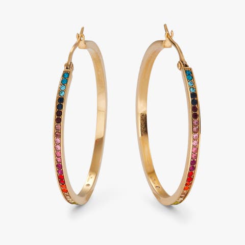 Rainbow Ombre Pave Hoop
