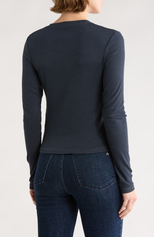 Rag & Bone Essie Long Sleeve Ribbed Crop T-shirt In Blue