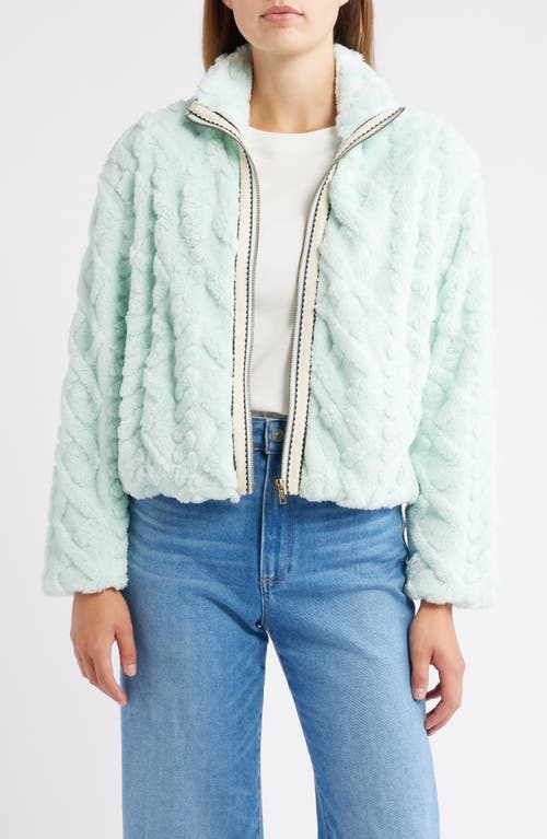 City Blues Textured Faux Fur Jacket In Blue