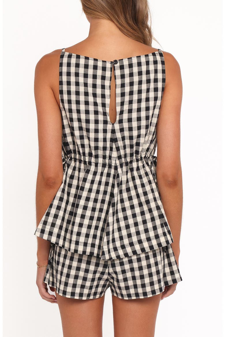 Rory Gingham Cotton Peplum Tank, Alternate, color, BLACK GINGHAM