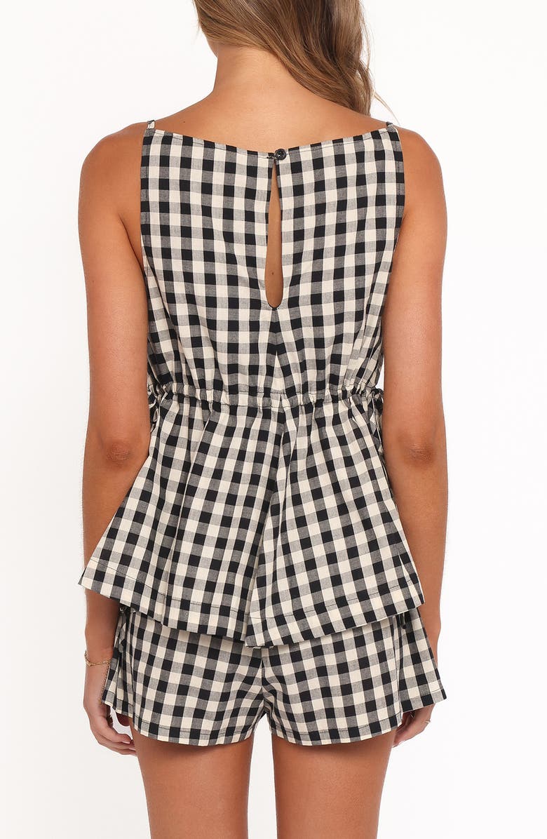Petal & Pup Rory Gingham Cotton Peplum Tank, Alternate, color, Black Gingham