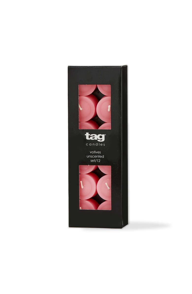 tag Color Studio Pink Votive Candles Set of 12 Smokeless Wax, Main, color, Pink