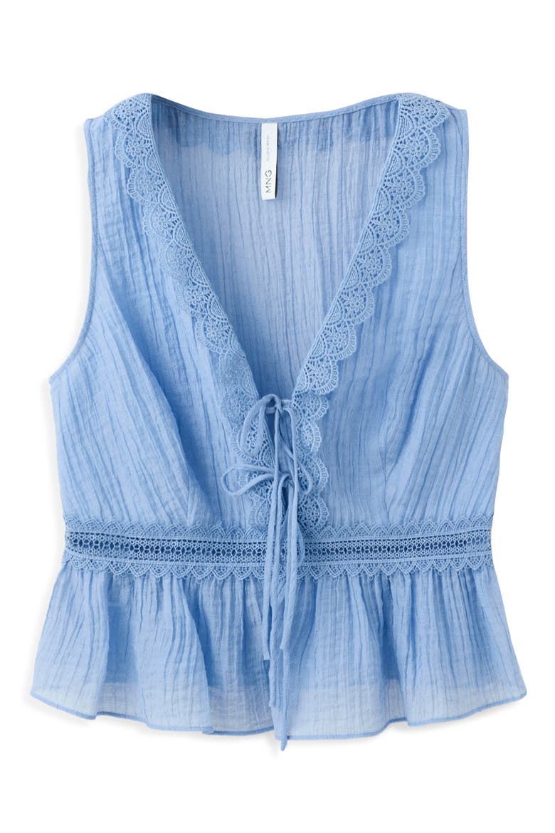 Elena Lace Peplum Top, Alternate, color, SKY BLUE