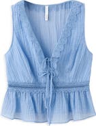 MANGO Elena Lace Peplum Top