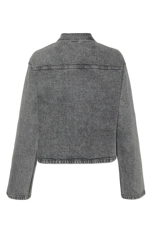 Vero Moda Ellas Studded Crop Denim Shirt Jacket In Light Grey Denim Det