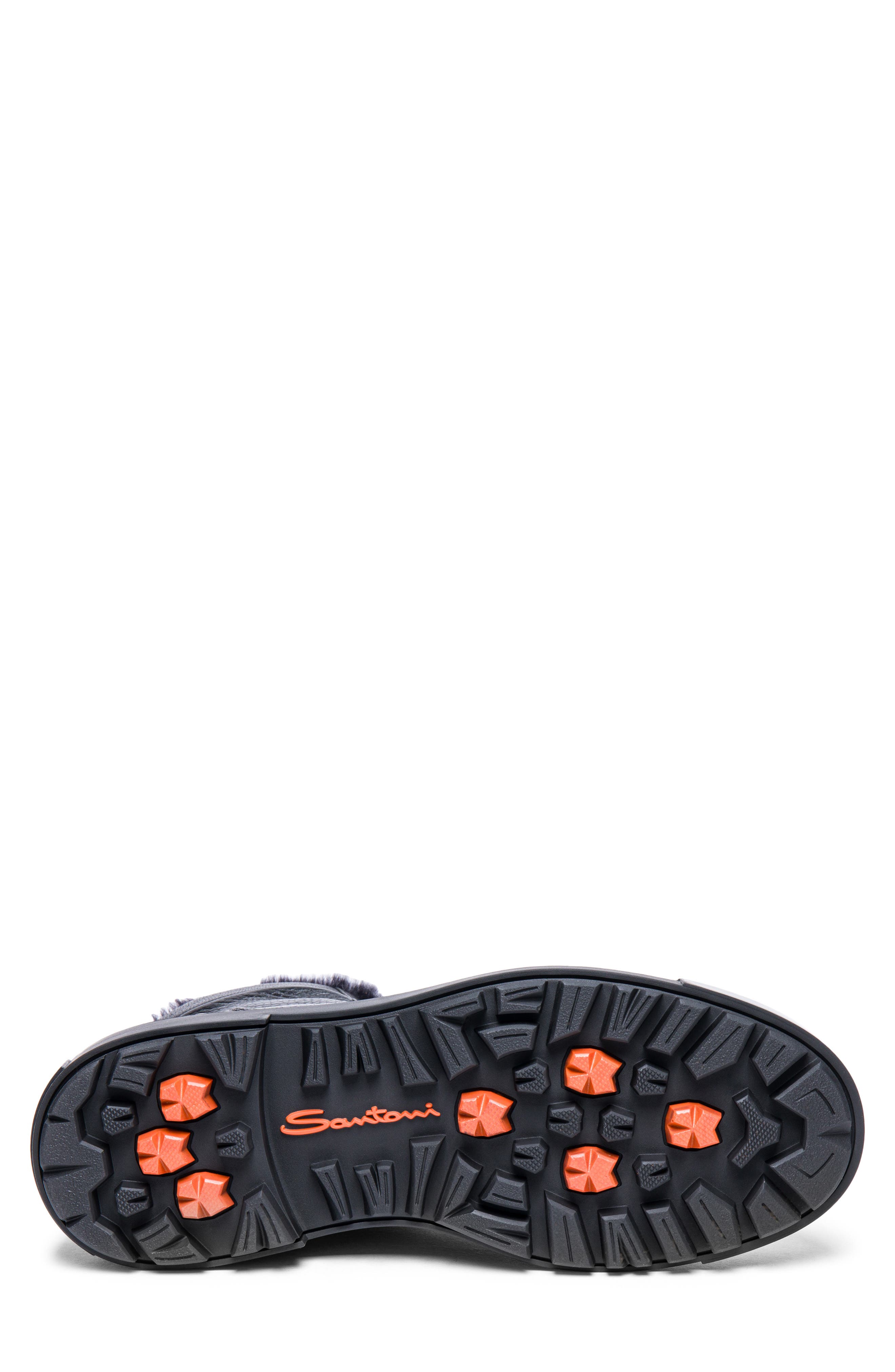 Santoni Genuine Shearling Lug Sole Boot, Alternate, color, Black