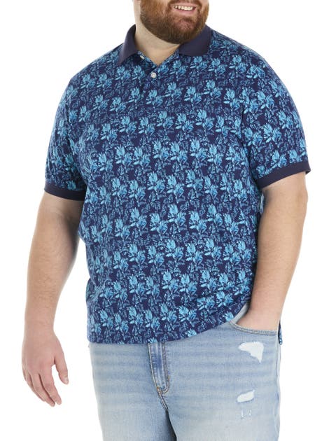 Big 
Tall Palm Print Polo Shirt