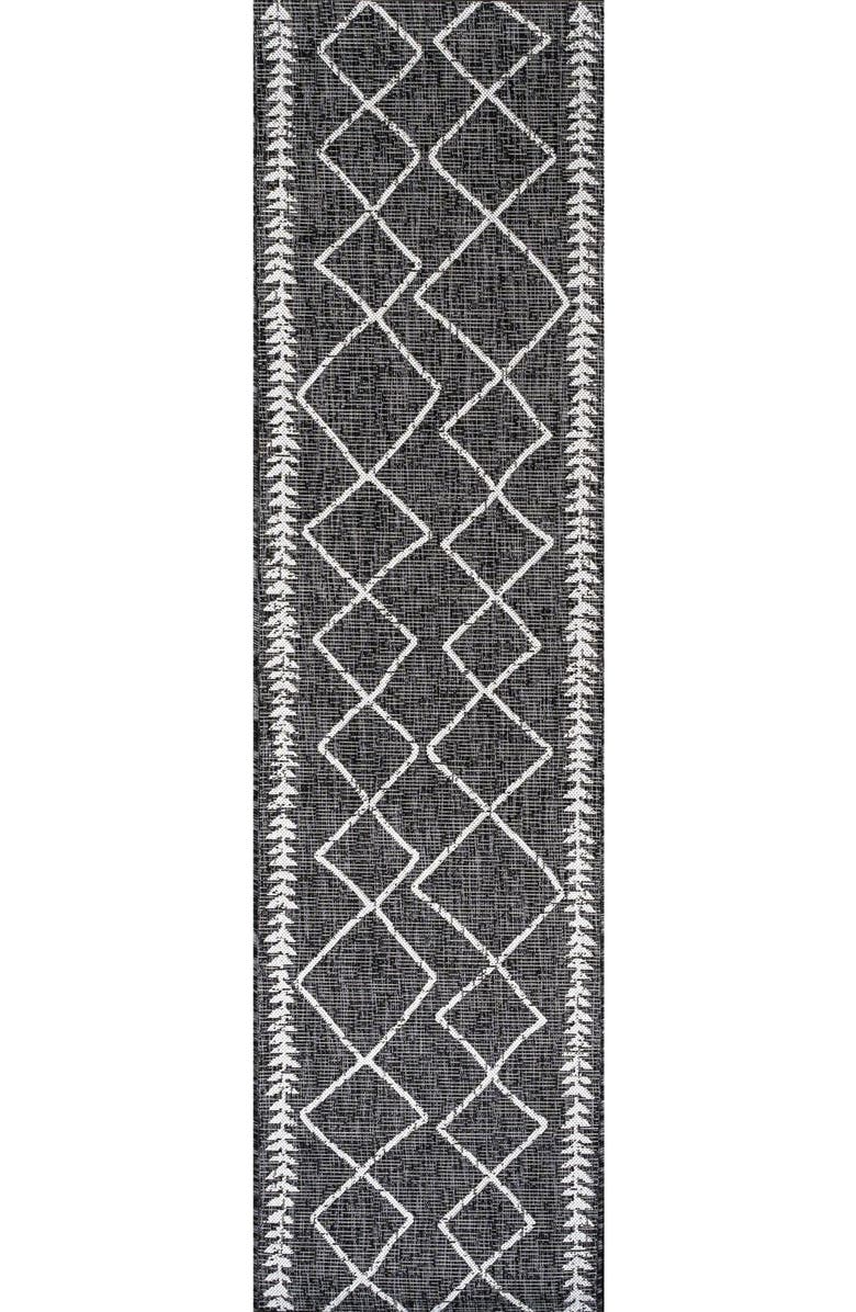 JONATHAN Y Derya Diamond Trellis Indoor/Outdoor Area Rug, Alternate, color, Black/Ivory
