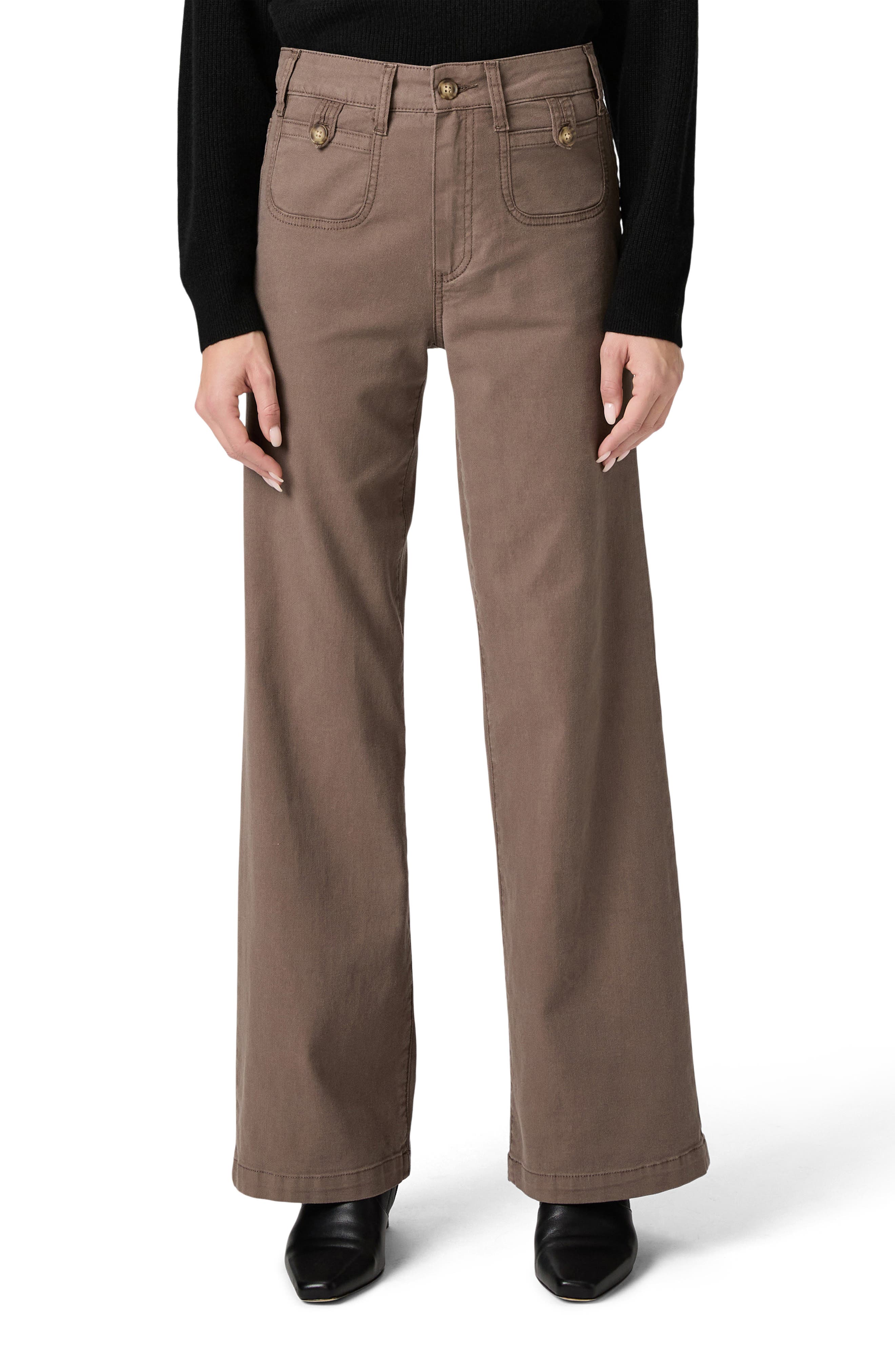 PAIGE Anessa Button Pocket High Waist Wide Leg Jeans