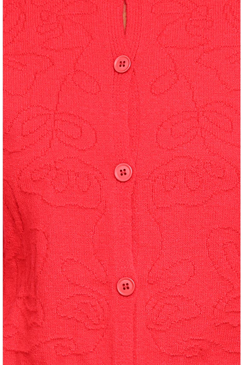 Fauna Tonal Stitch Cardigan, Alternate, color, RED