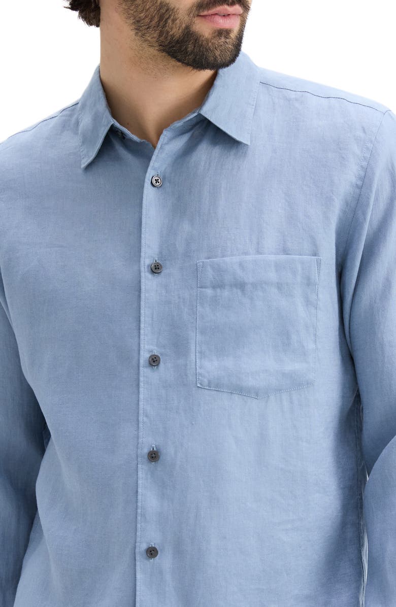 Theory Irving Solid Linen Button-Up Shirt, Alternate, color, Rainstorm