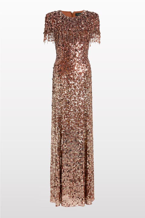 Eugenie Sequin Fringed Maxi Dress
