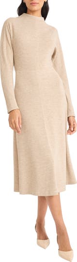 Funnel Neck Long Sleeve Knit Dress