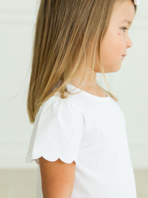 Rufflebutts Girls Short Sleeve Scallop Tee In White