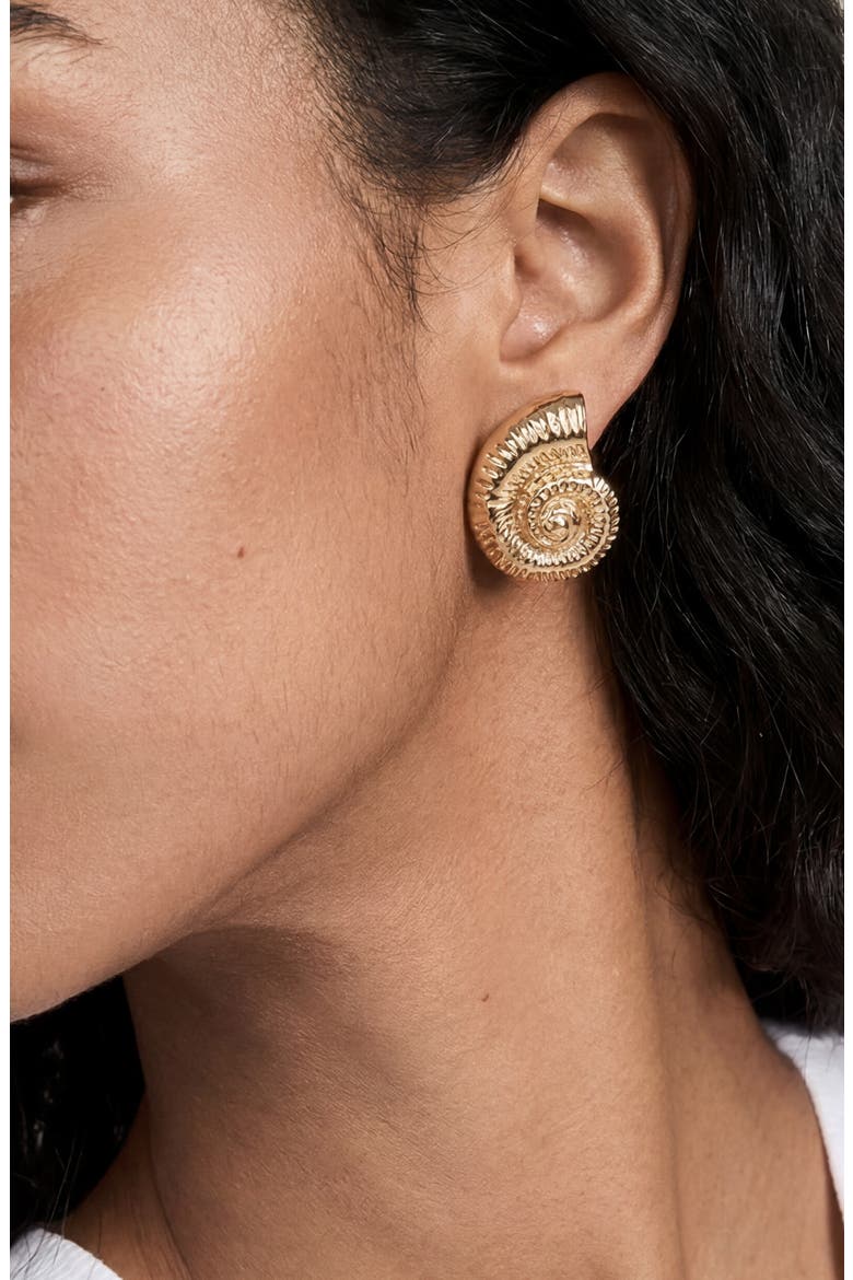Conch Stud Earrings, Alternate, color, GOLD