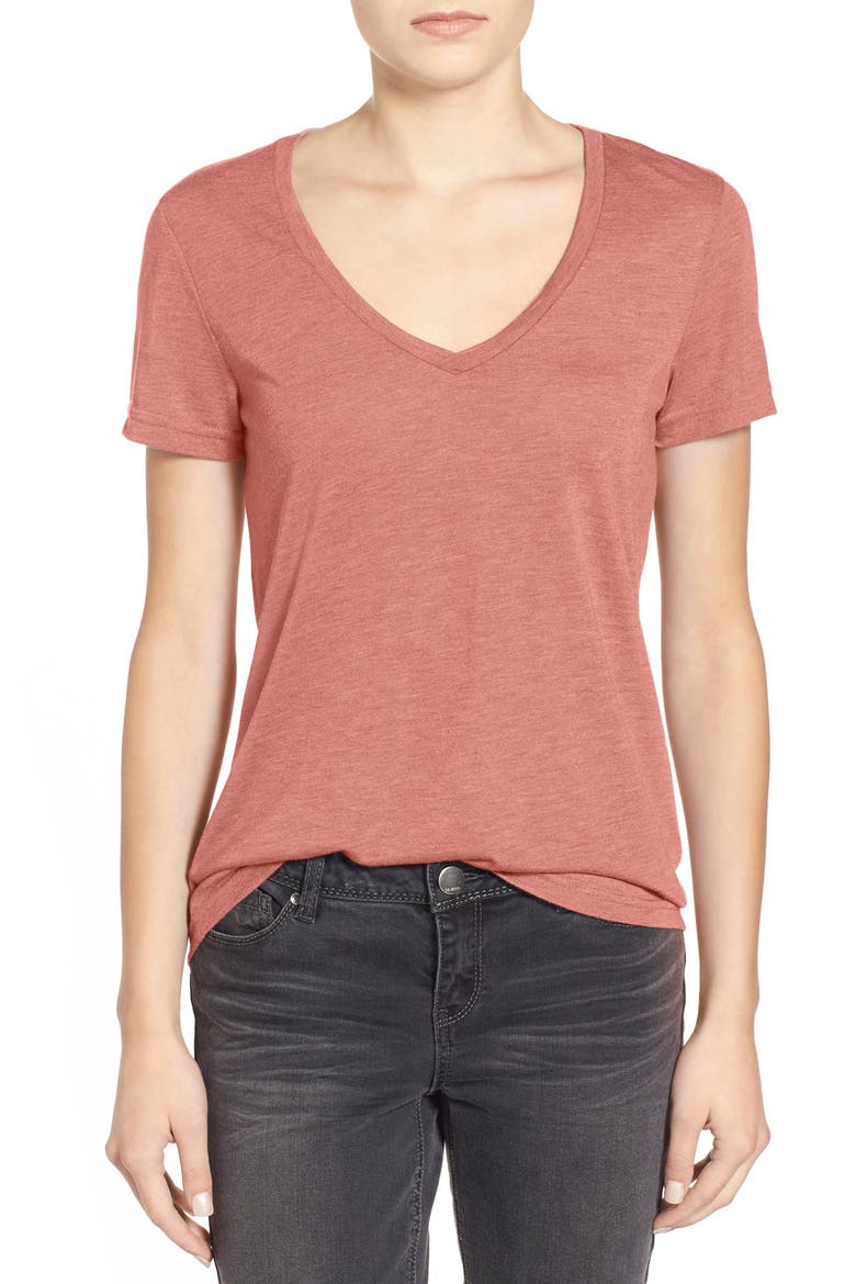 V-Neck Tee, Main, color, RUST MARSALA