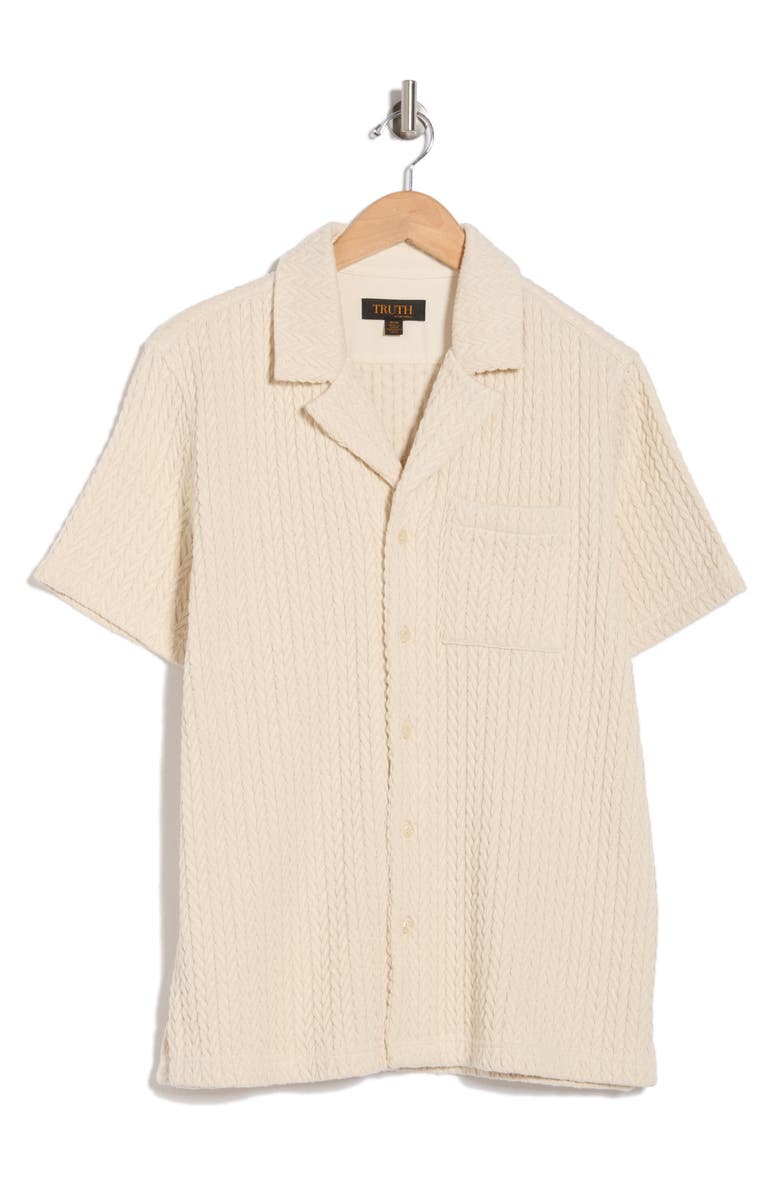 TRUTH Cable Stitch Camp Shirt, Alternate, color, Beige