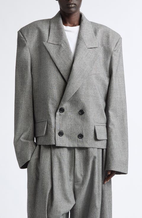 Slouchy Glen Plaid Wool Blazer