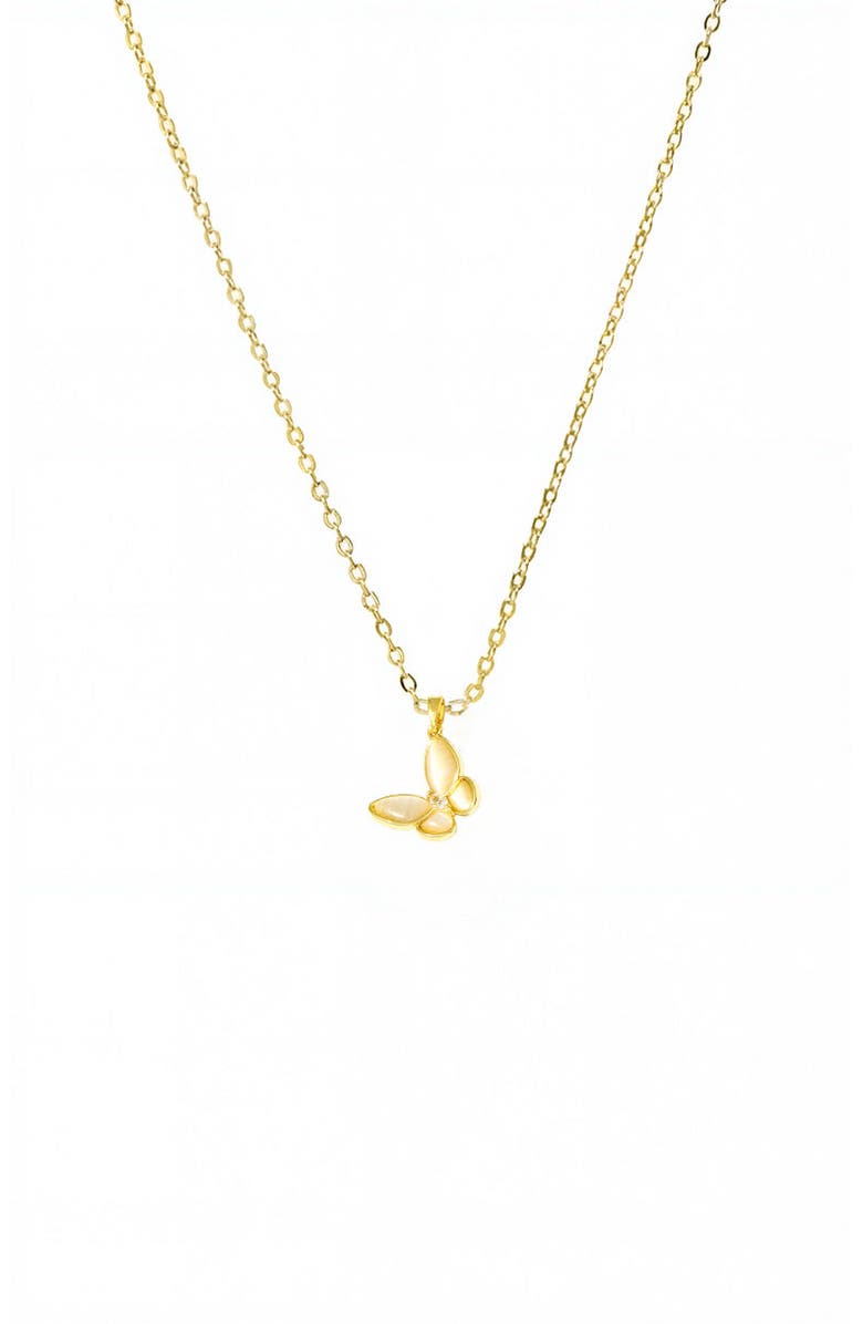 BY ADINA EDEN Pearl Stone Sideway Dangling Butterfly Necklace, Main, color, 