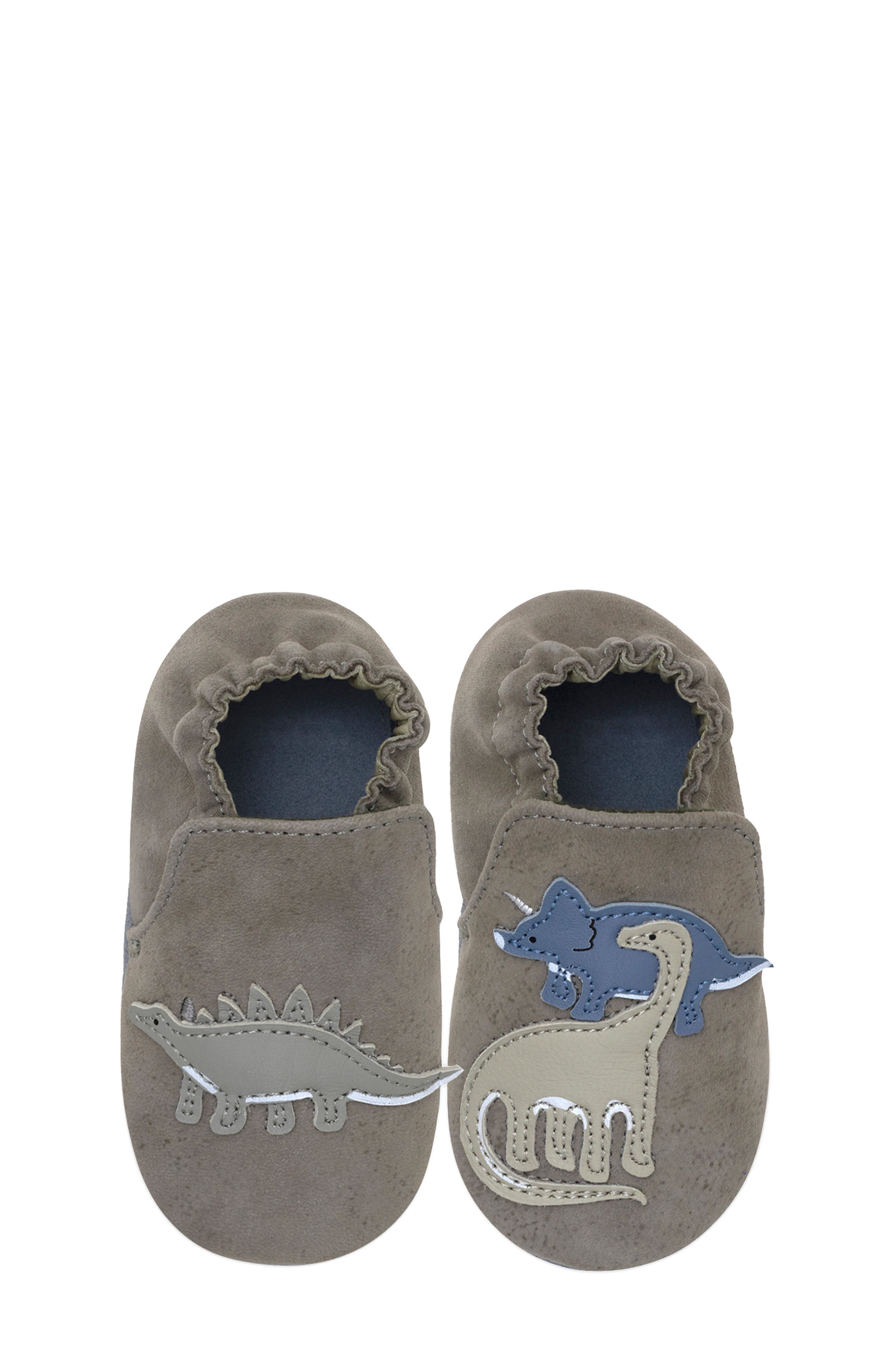 Robeez<sup
®</sup
 Ramsey Crib Shoe, Alternate, color, Grey