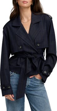 Favorite Daughter The Cropped Charles Plaid Trench Coat