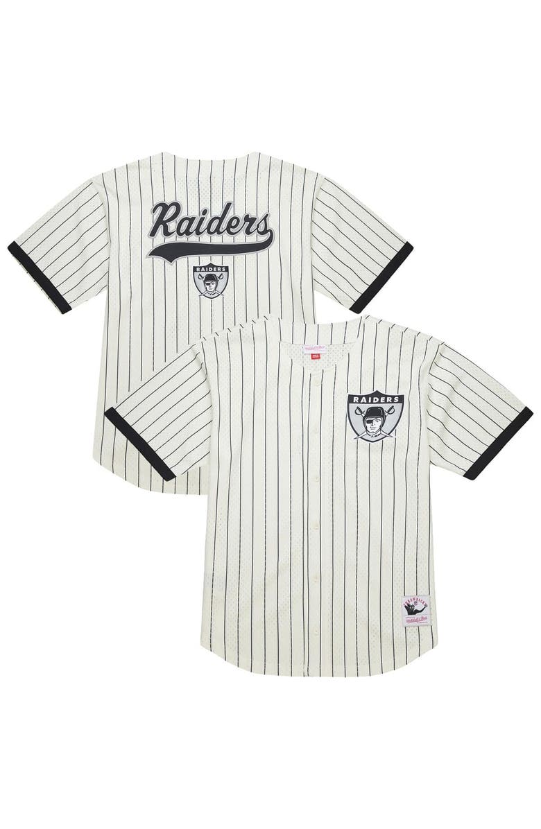 Mitchell & Ness Men's Mitchell & Ness  Cream Las Vegas Raiders Big & Tall Heavyweight Mesh Button-Up Fashion Jersey, Main, color, Cream