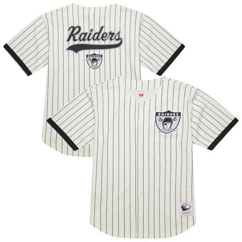 Men's Mitchell & Ness  Cream Las Vegas Raiders Big & Tall Heavyweight Mesh Button-Up Fashion Jersey