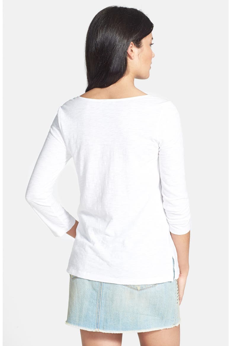 'Geo Schiffli' Boatneck Tee, Alternate, color, LUCKY WHITE