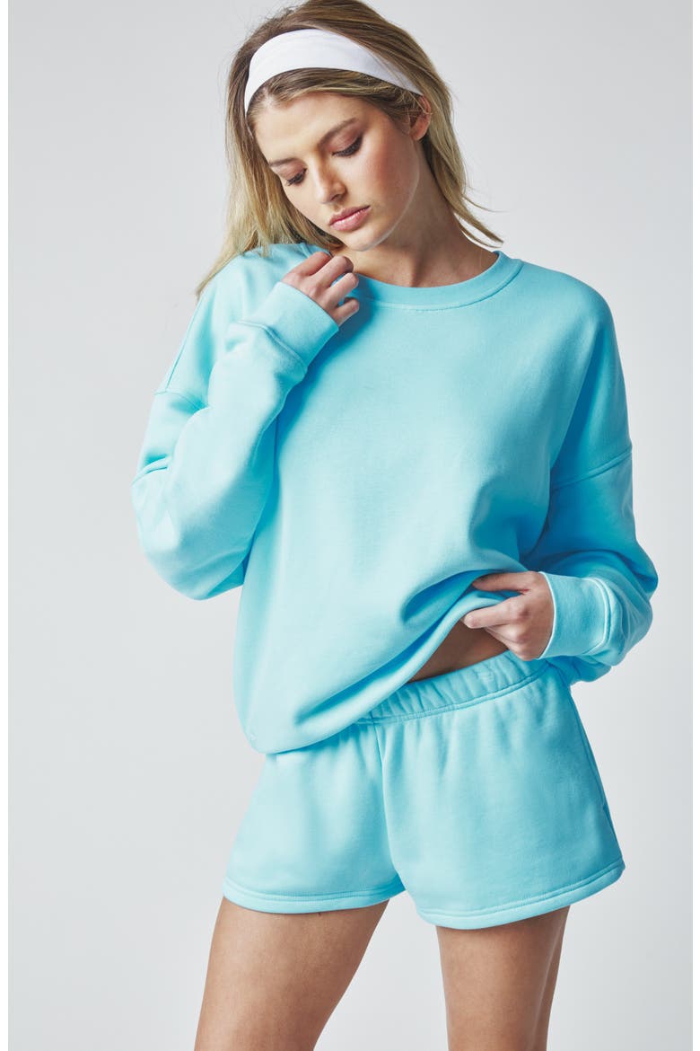 Cozy Crush Sweat Shorts, Alternate, color, TROPICAL BLUE