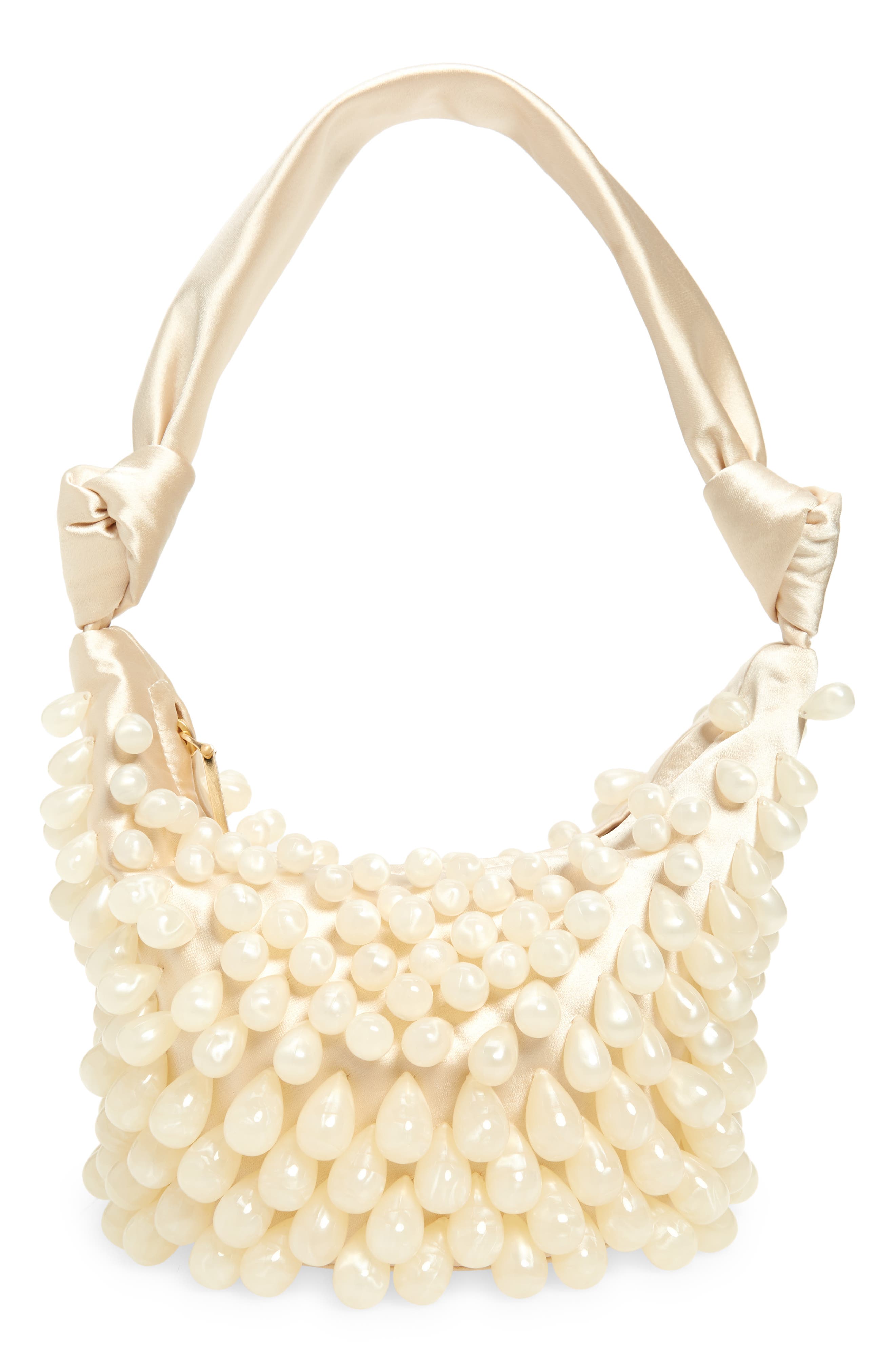 Cult Gaia Gia Bead & Satin Shoulder Bag, Main, color, 