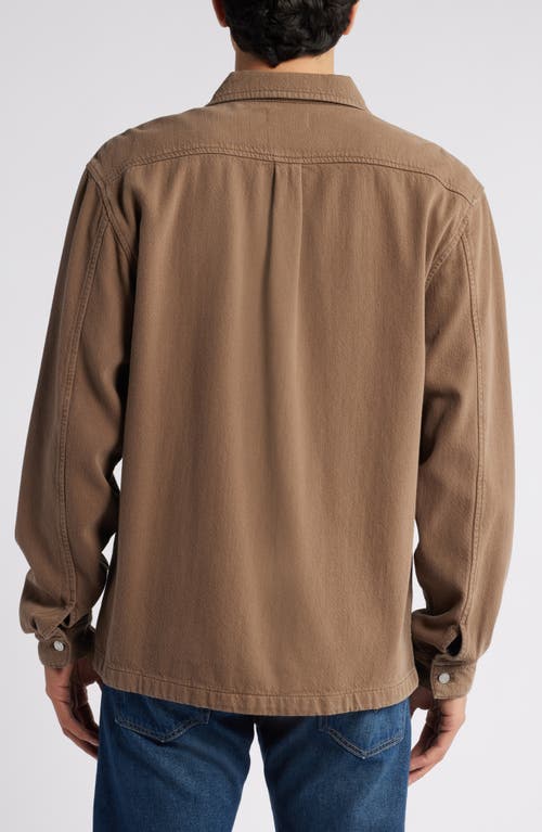 Frame Textured Terry Double Pocket Overshirt In Brown
