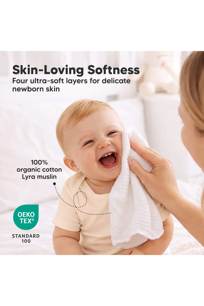 10-Pack Lyra Muslin Baby Washcloths, Alternate, color, Soft White