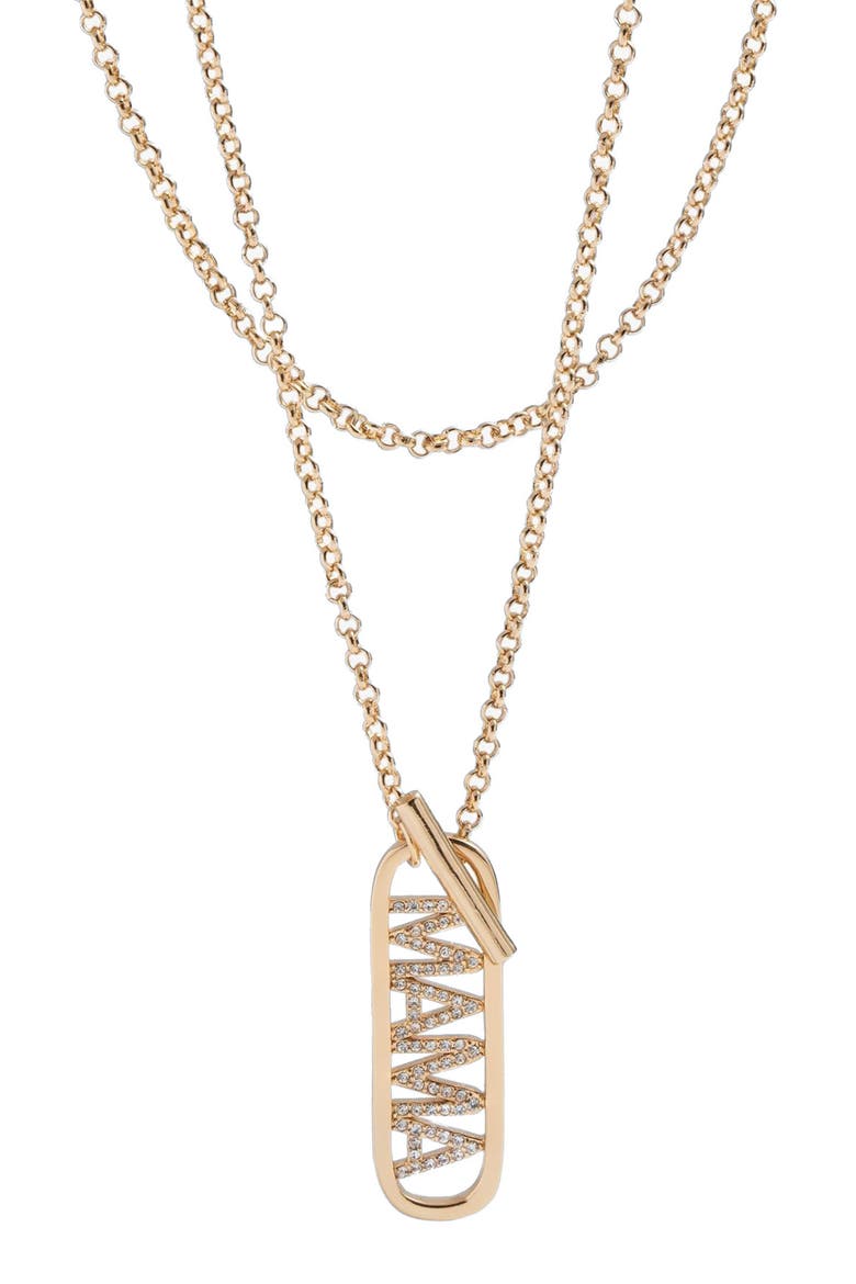 Mama Pave Toggle Necklace, Main, color, Gold