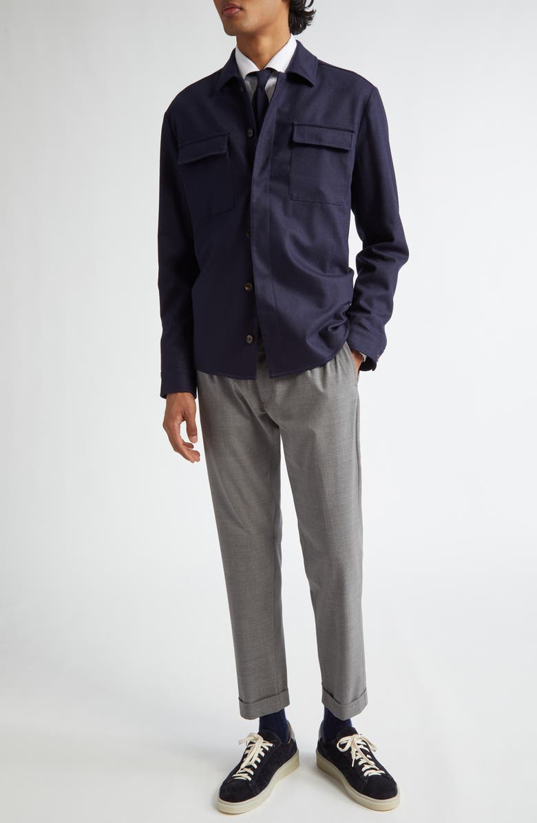 Eleventy Stretch Wool & Cashmere Button-Up Overshirt, Alternate, color,